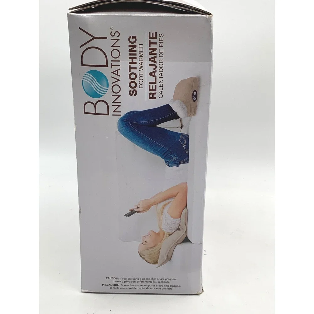 Body Innovations Soothing Foot Warmer One Size Tan Heat Vibration Memory Foam